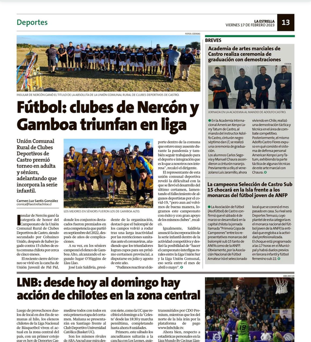 Publicación de nuestra graduación del mes de Febrero en el Diario La Estrella de Chiloé